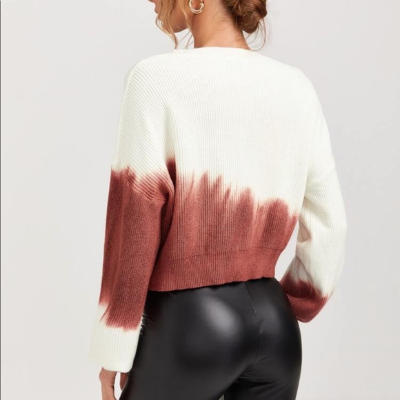 Watercolor Tie Dye Ribbed Knit Cropped Sweater - Picture 4 of 6